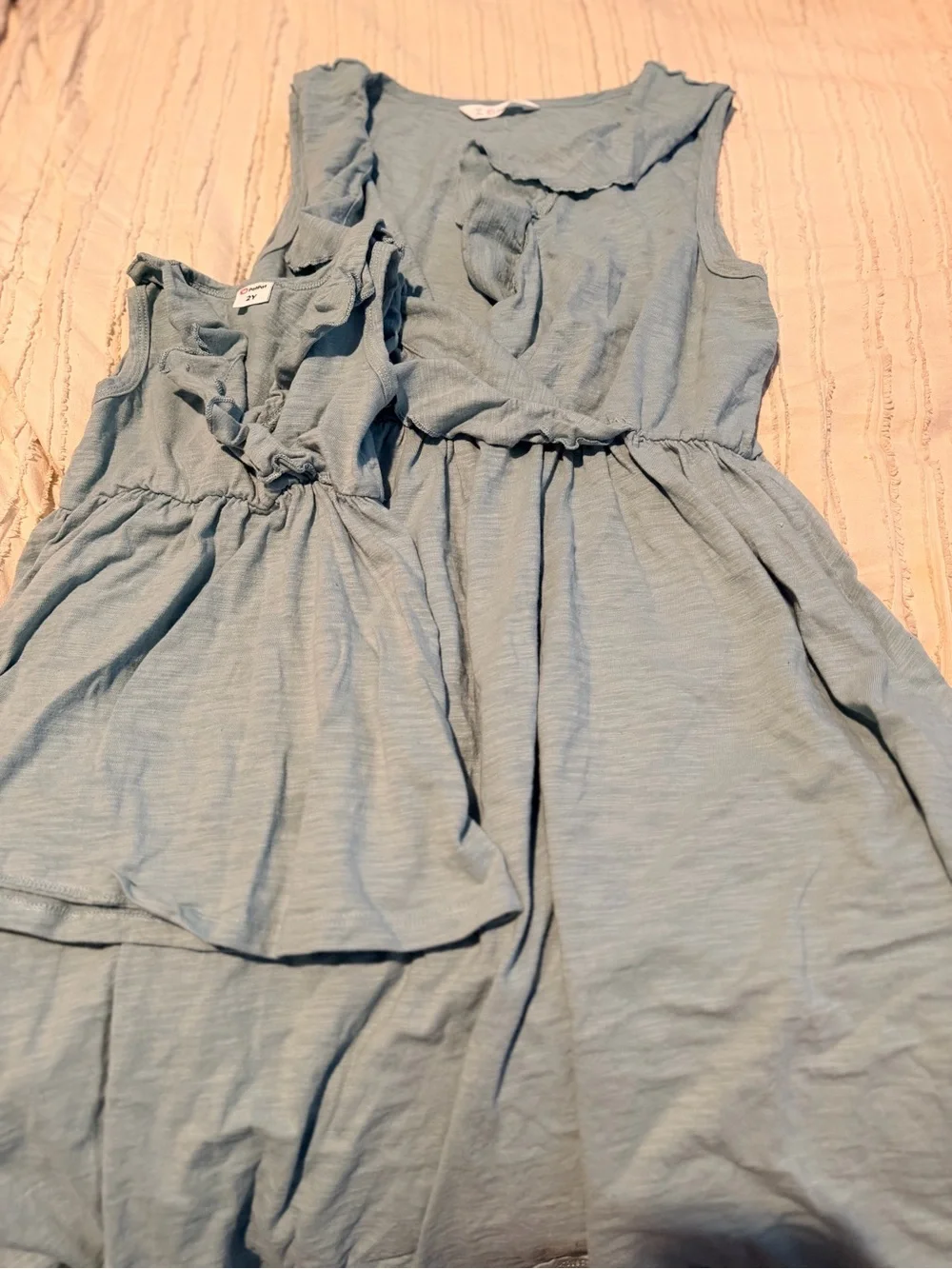 Sage Ruffled Sleeveless Dresses - Matching Set